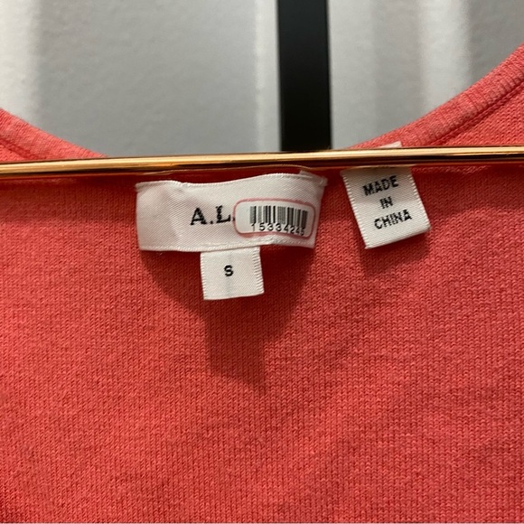 A.L.C. Guava Pink Coral Racerback Marc Rib Knit Midi Dress Size Small Stretch - Picture 4 of 9